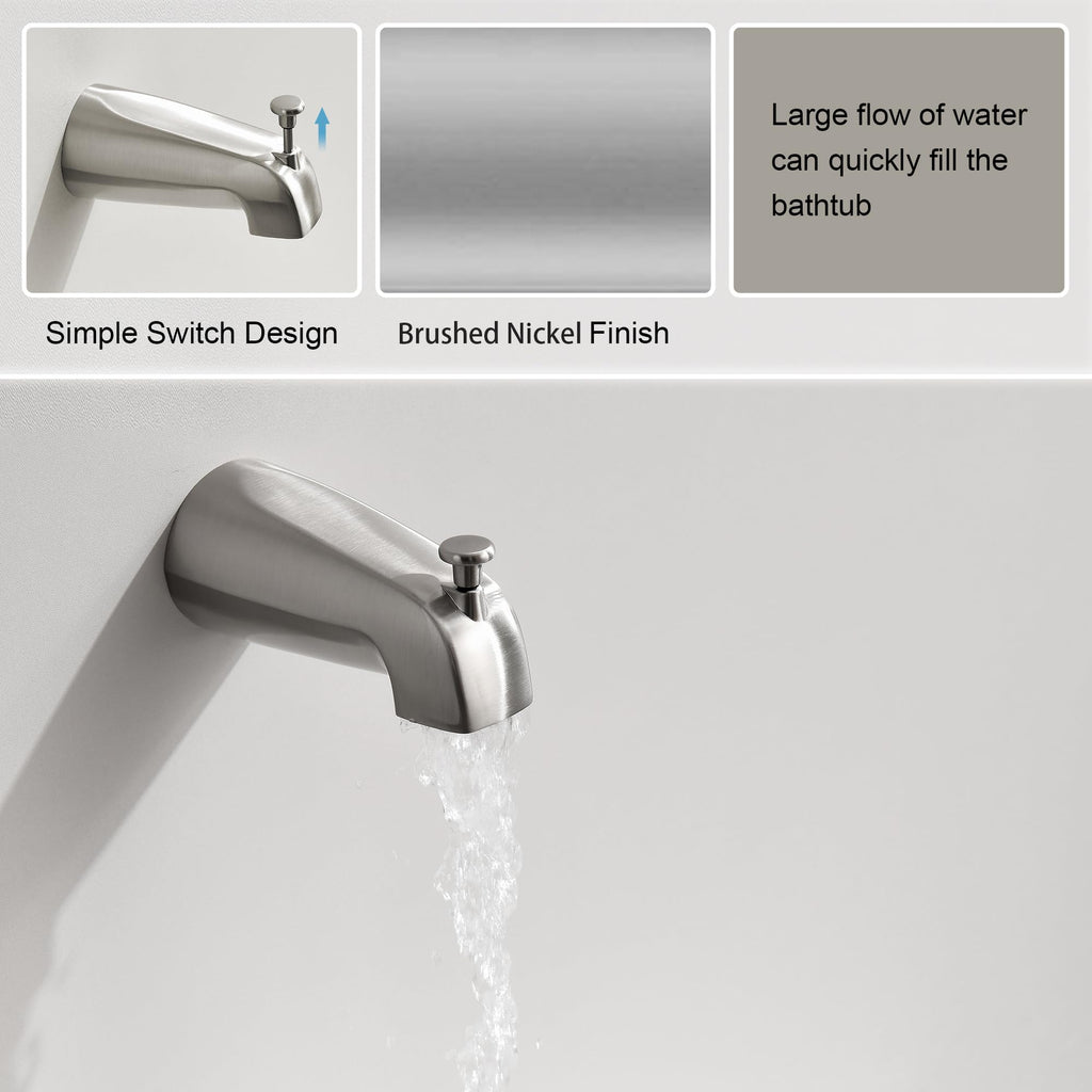 Tub Shower Faucet Set with Valve, Tub and Shower Faucet Set Complete Brushed Nickel, Single-Handle Tub and Shower