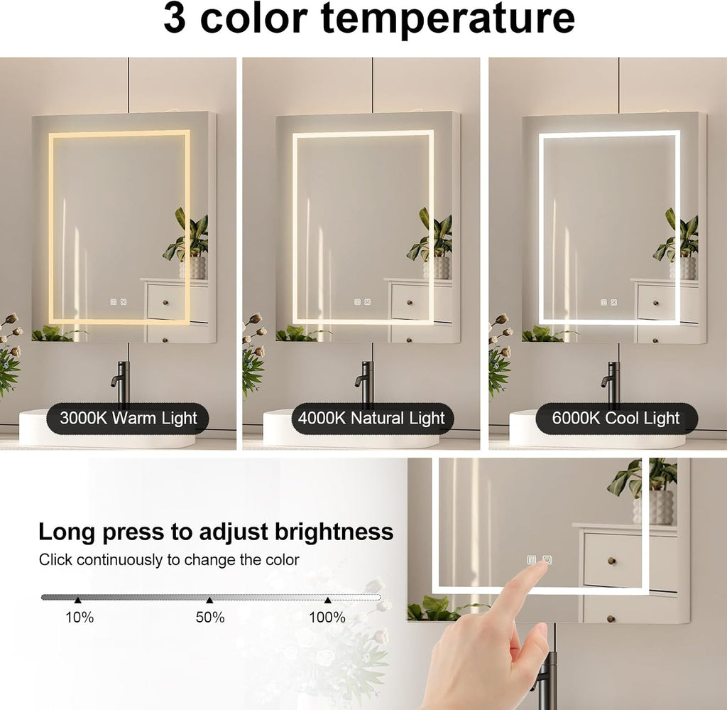 Lighted Medicine Cabinet, Led Medicine Cabinet with Mirror Wall Mounted | Bathroom Mirror Cabinet with Storage