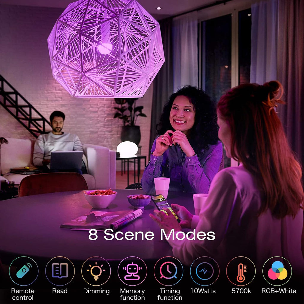 LED Color Changing Light Bulb, 820LM Dimmable E26 10W RGBW, Mood Light Bulb with Timing Remote, 120 Colors Screw Base
