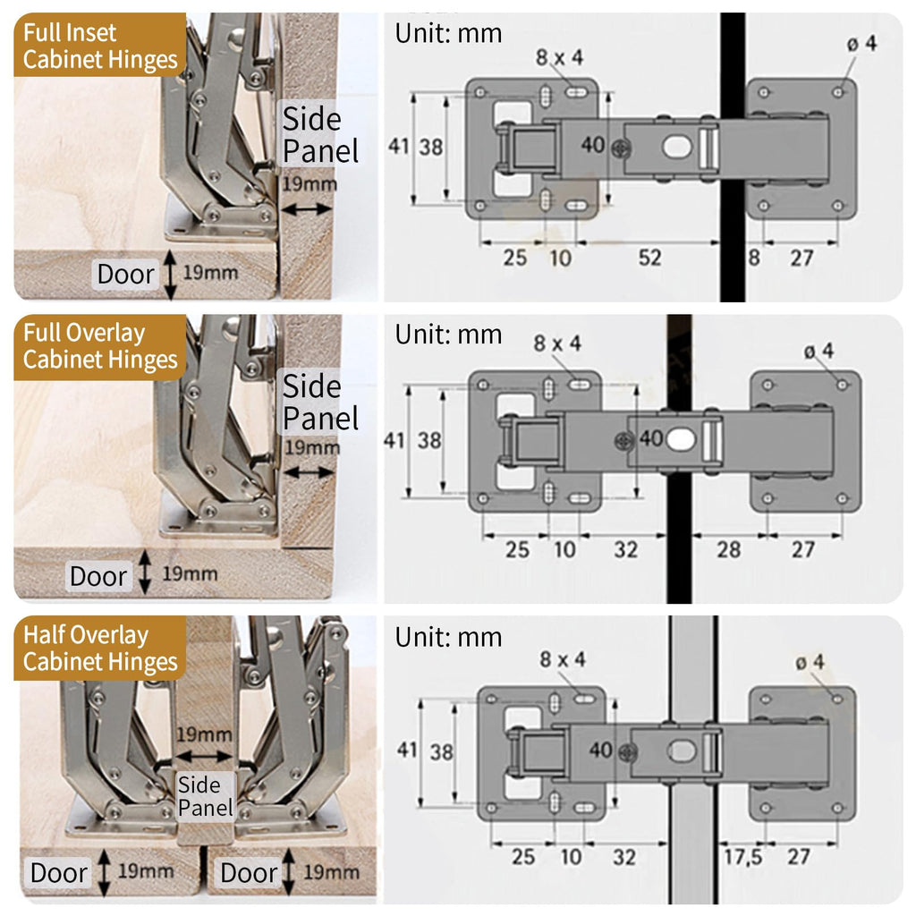 1 Pair 175 Degree Frameless Soft Close Cabinet Hinges, Heavy Duty Hidden Hydraulic Lazy Susan Hinges Concealed for