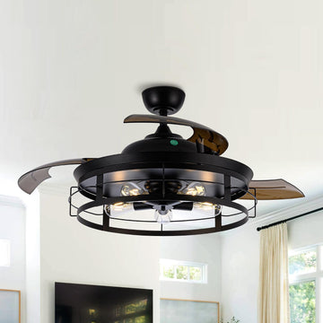 52" Retractable Ceiling Fans with Lights and Remote