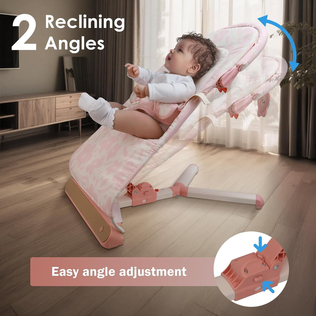 Portable Foldable Baby Bouncer with Ergonomic & Music, 0