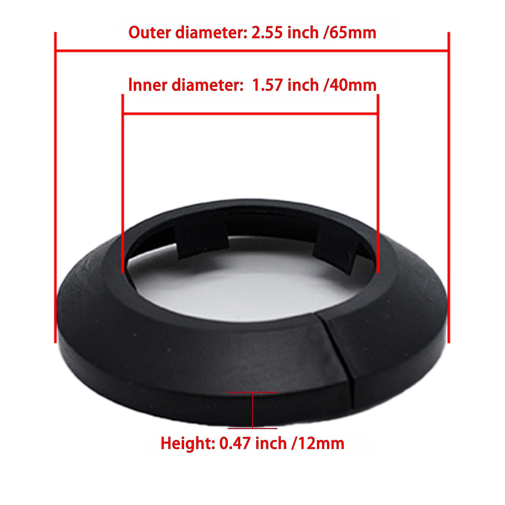 Fit 1.57" Outer Diameter Flange Water Pipe Cover Decoration Black Pipe Cover Radiator PP Plastic 40mm Escutcheon