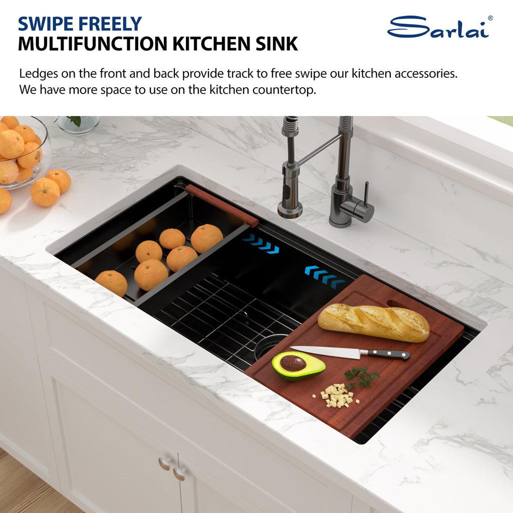 36 Matte Black Undermount Kitchen Sink 36x19 Inch Workstation Sinks
