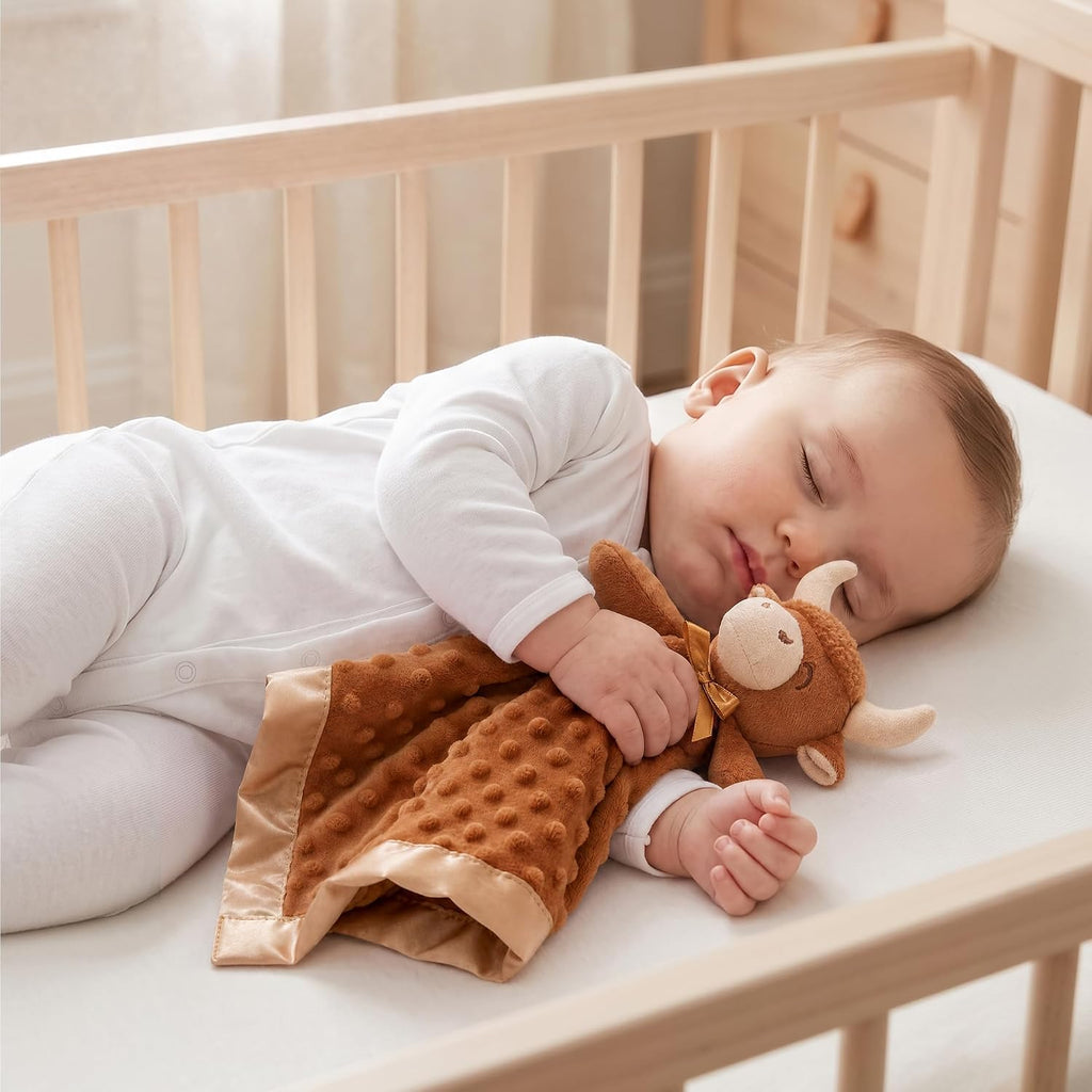 Loveys for Babies Highland Cow Security Blanket Baby Girl and Boy Gifts Newborn Soft Lovie for Infant and Toddler