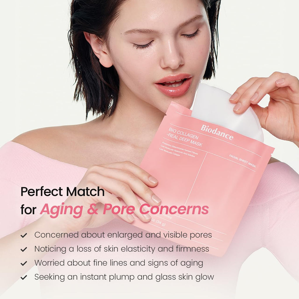 Bio-Collagen Real Deep Mask, Hydrating Overnight Hydrogel Face Mask, Pore Minimizing, Plumping, Elasticity