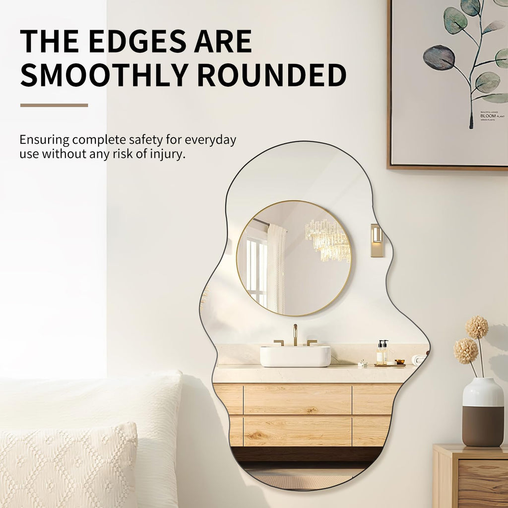 Full Length Wall Mounted Mirror, Full Body Irregular Mirror, 27x19''