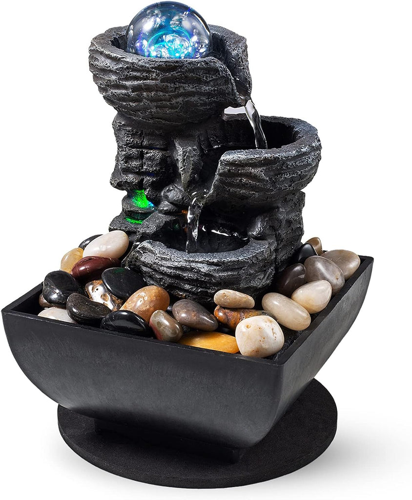 Tabletop Fountain Indoor Waterfall Meditation Fountain Like Layers of Rock Desktop Water Feature Includes Many