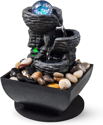 Tabletop Fountain Indoor Waterfall Meditation Fountain Like Layers of Rock Desktop Water Feature Includes Many