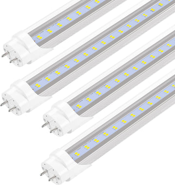 Fluorescent Light Bulbs 48 inch T8 LED Bulbs 4 Foot Type A+B,24W 3200LM 6500K Clear Cover Super Bright,Single