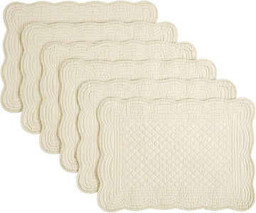 Quilted Placemats Washable-13x18 inches Rectangular Placemats Table-100% Cotton Fabric Rectangular Table - Set of 6