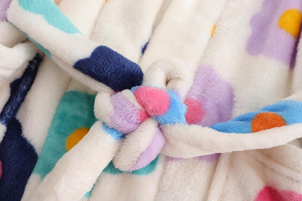 Kids Hooded Bathrobe Girls Soft Plush Hooded Flannel Pajamas Sleepwear Boys Spa Robe