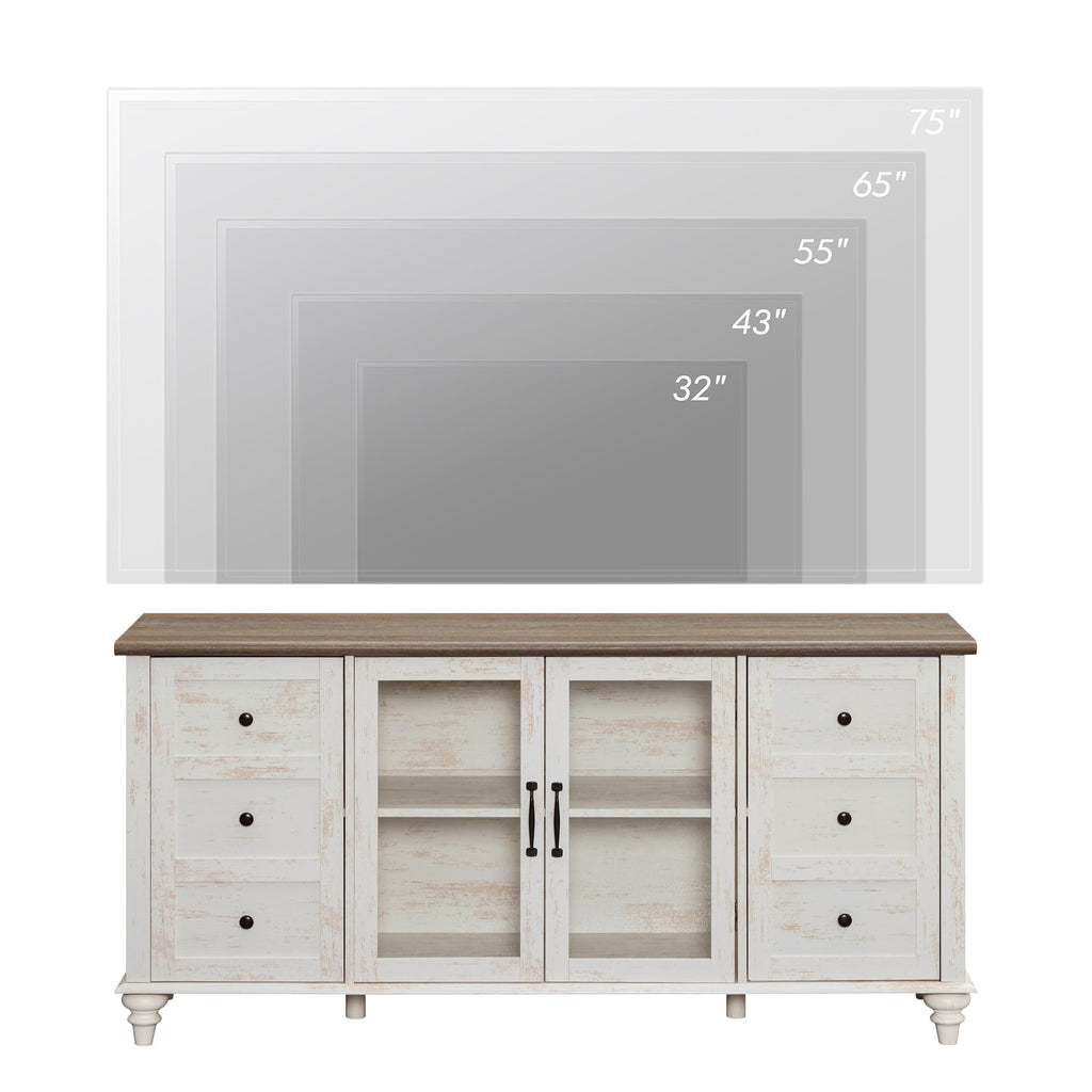 Sideboard Buffet Cabinets with Glass Door, Kitchen Storage Cabinets, Wood Coffee Bar Tables, Accent Sideboard Storage