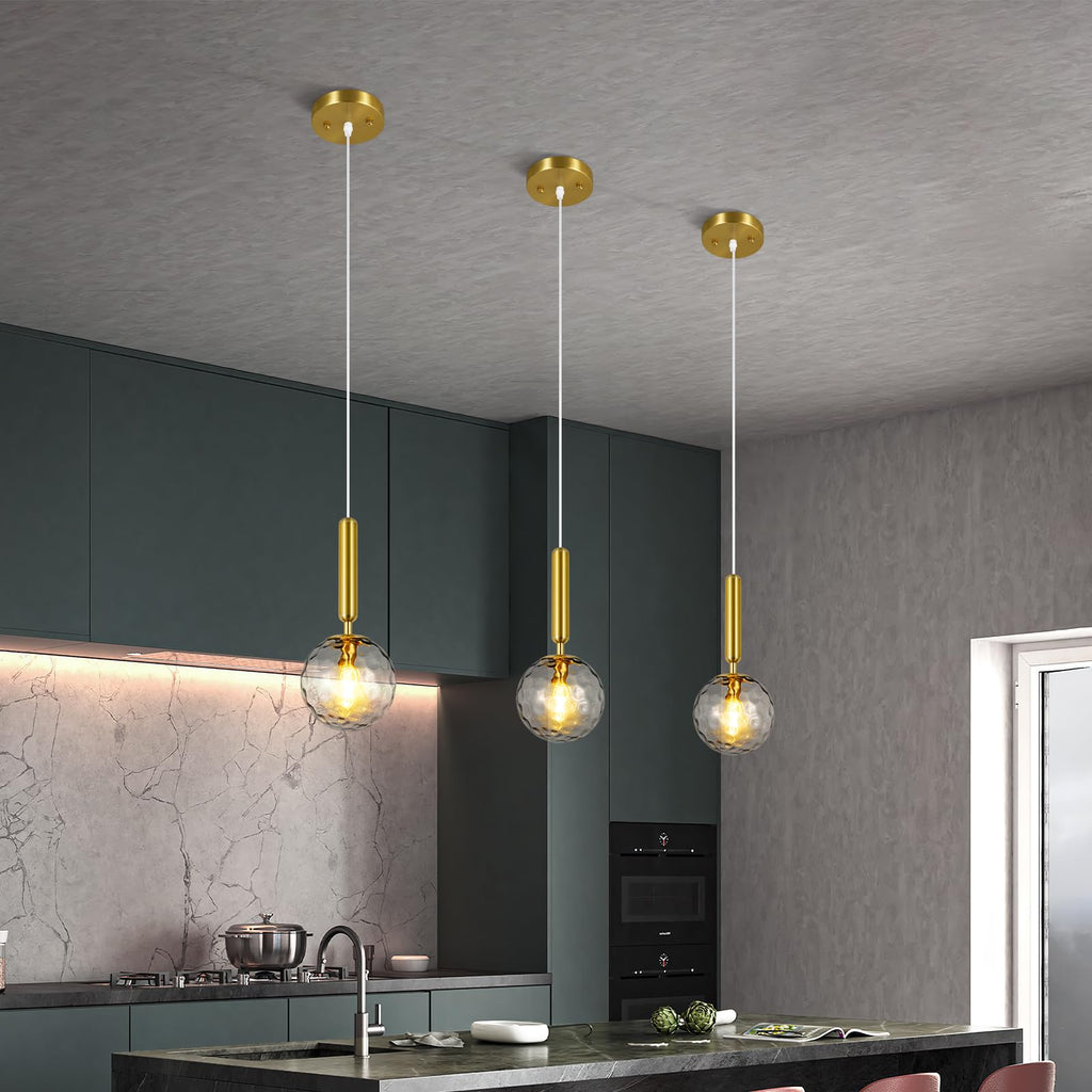 Modern Gold Pendant Light Hanging Fixture Light Island Mid Century with Globe Pendant Light Clear Glass Pendant