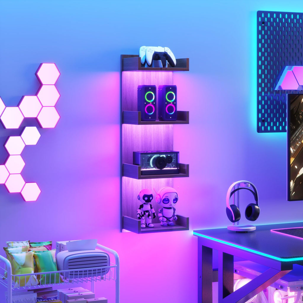 Floating Wall Shelves with LED Lights, Floating Shelf Wall Mounted