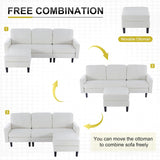 Convertible Sectional Sofa, Modern Linen Fabric L-Shaped Couch with Reversible Chaise for Living