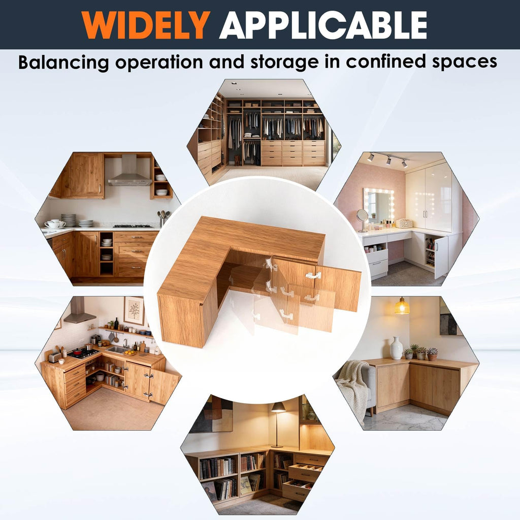Lazy Susan Hinges, 180° & 135° Inset Corner Cabinet Hinges 8PCS