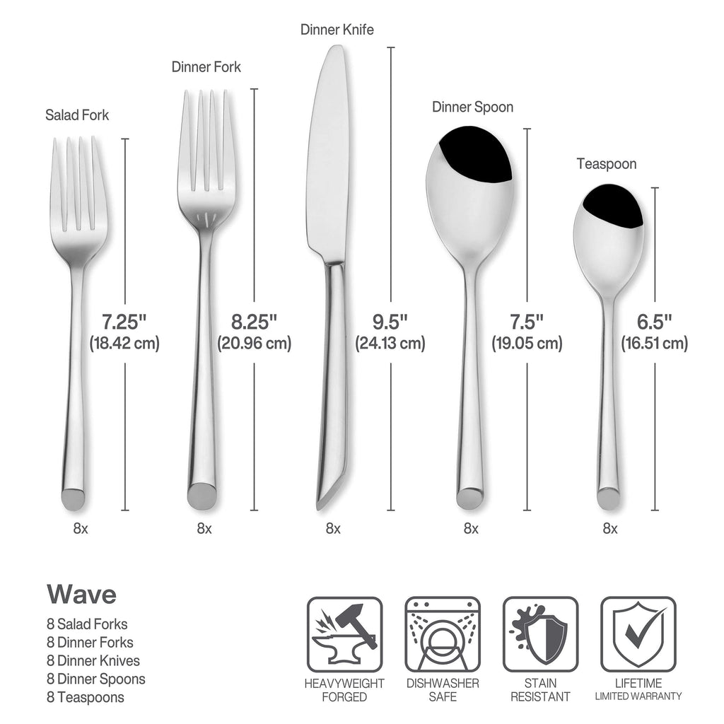 Living - Wave - Wave 42-Piece Flatware Set - Silver