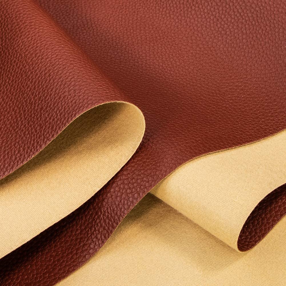 Soft Faux Leather Fabric, 0.64 Yard 54 x 23 in, Brown PU Leather