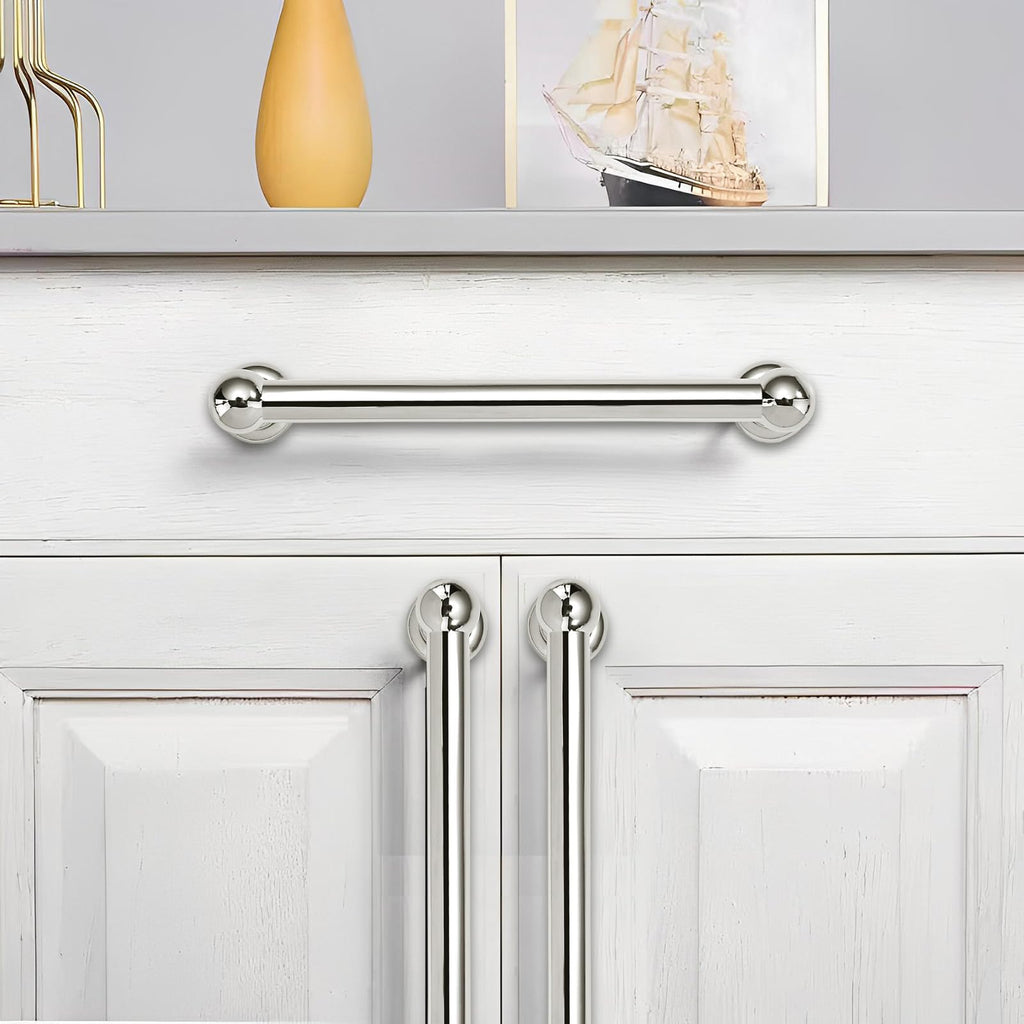 10 Pack 5 inch(128mm) Hole Center Vibrant Polished Nickel Cabinet Pulls Solid Heavy-Duty Kitchen Cabinet Hardware
