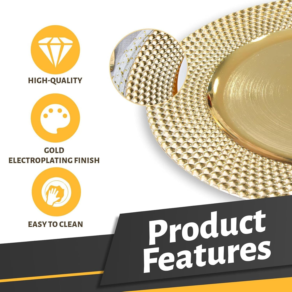 Gold Charger Plates, 13" Electroplated Plate Chargers - Set of 6