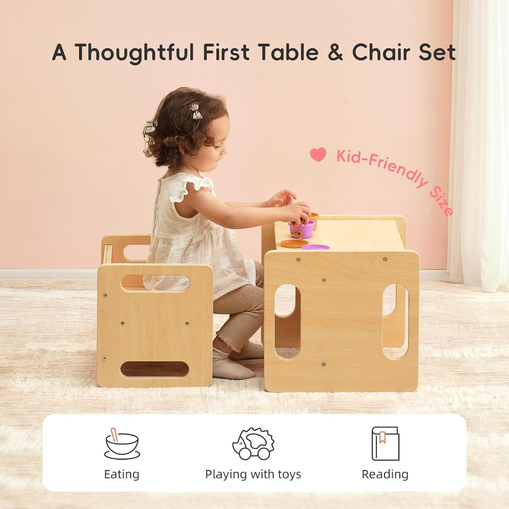 Montessori Weaning Table and Chair Set, Wooden Toddler Table