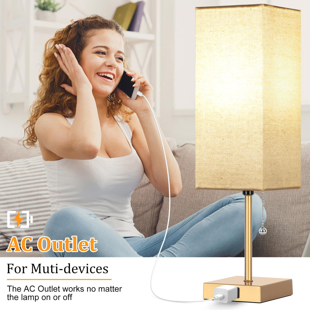 Table Lamp set of 2, 3-Color Bedside Lamps with Pull Chain
