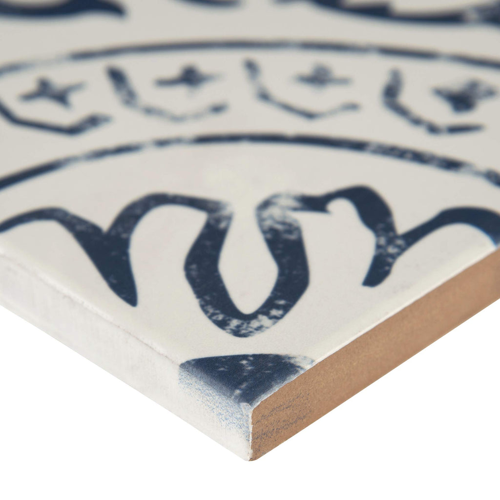 Porcelain Floor & Wall Tile | Indigo Encaustic | 8" x 8"