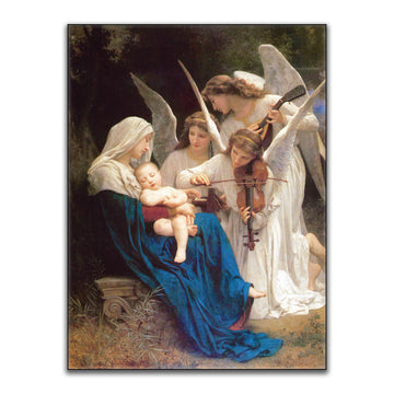 William Adolphe Bouguereau Art Prints - Virgin and Angel Poster - Virgin Mary Angels Choir Wall Art Canvas