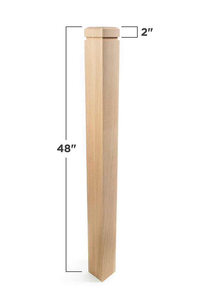 Sleek Modern Solid Red Oak Stair Newel Post with a Single Groove (3 1/2" x 3 1/2" x 48")