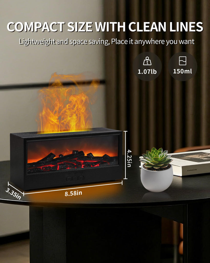 Fireplace Flame Essential Oil Diffuser & Humidifier with 7-Color Lights
