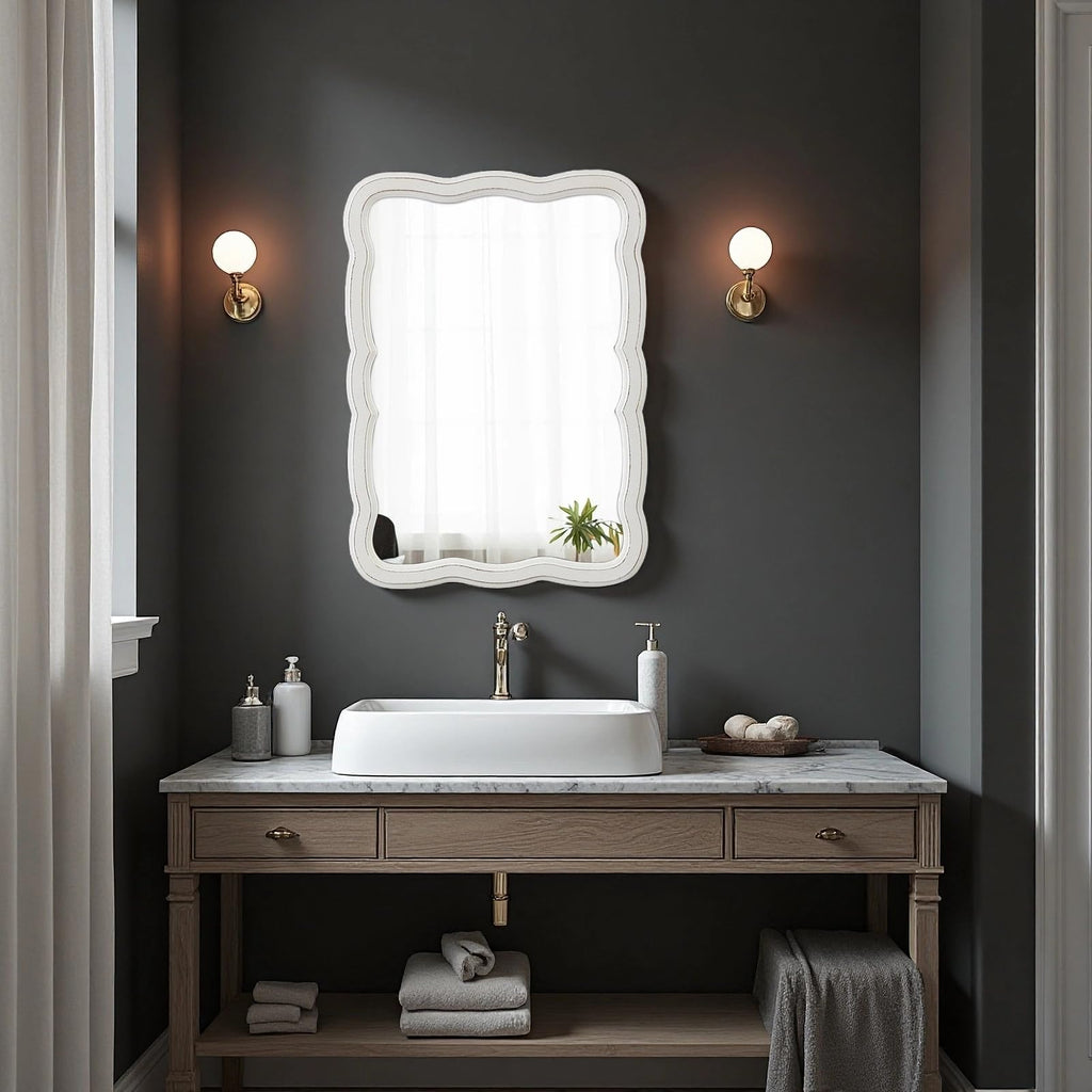 Farmhouse Decorative Scalloped Wall Mirror 22 X 30 Inch