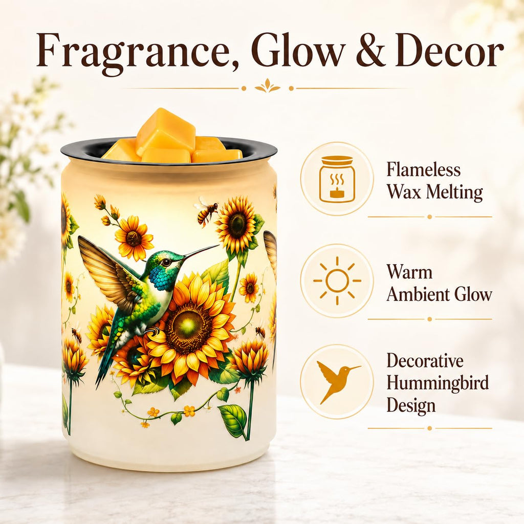 Hummingbird Wax Melt Warmer, Electric Metal Wax Warmer with Night Light