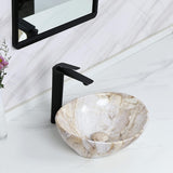 16'' X 13'' Nordic Marbling Oval Vessel Sink with Pop Up Drain,Ceramic Vessel Sink,Bathroom Sinks Above