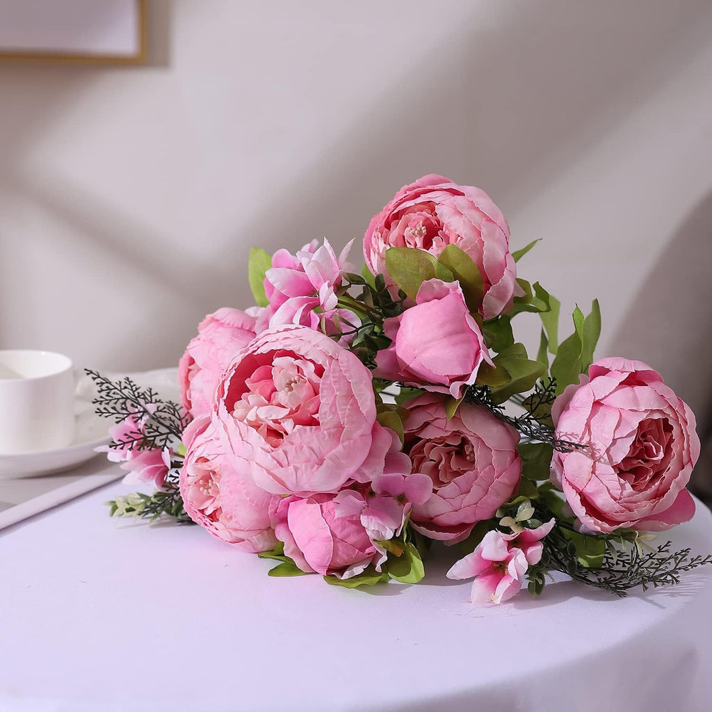 Springs Flowers Artificial Silk Peony Bouquets Wedding Home Decoration,Pack of 1 (Spring Light Pink)