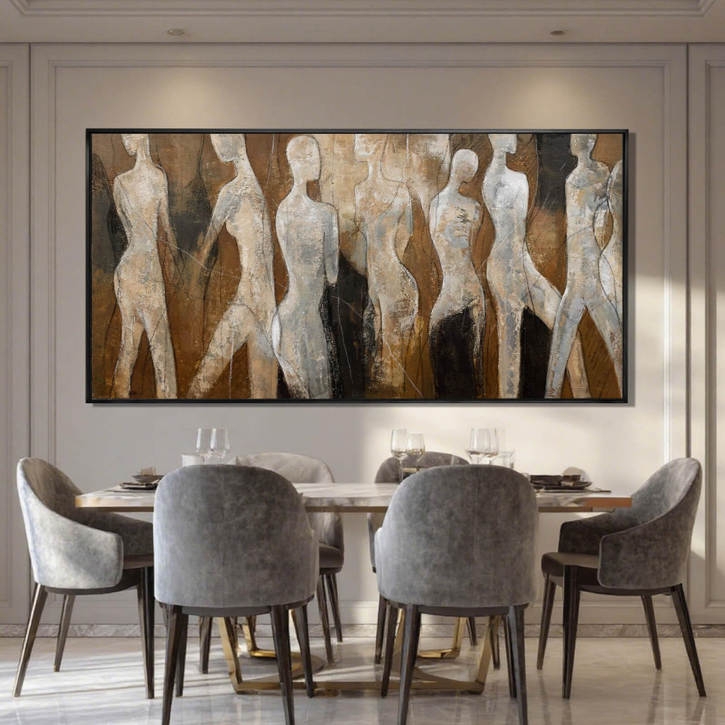 Brown Abstract Wall Art, Figure Picture for Walls, 24x48 In