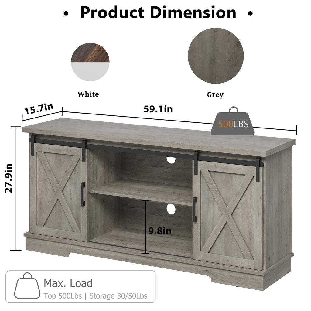 Farmhouse TV Stand and Entertainment Center for TV Up to 65 Inches