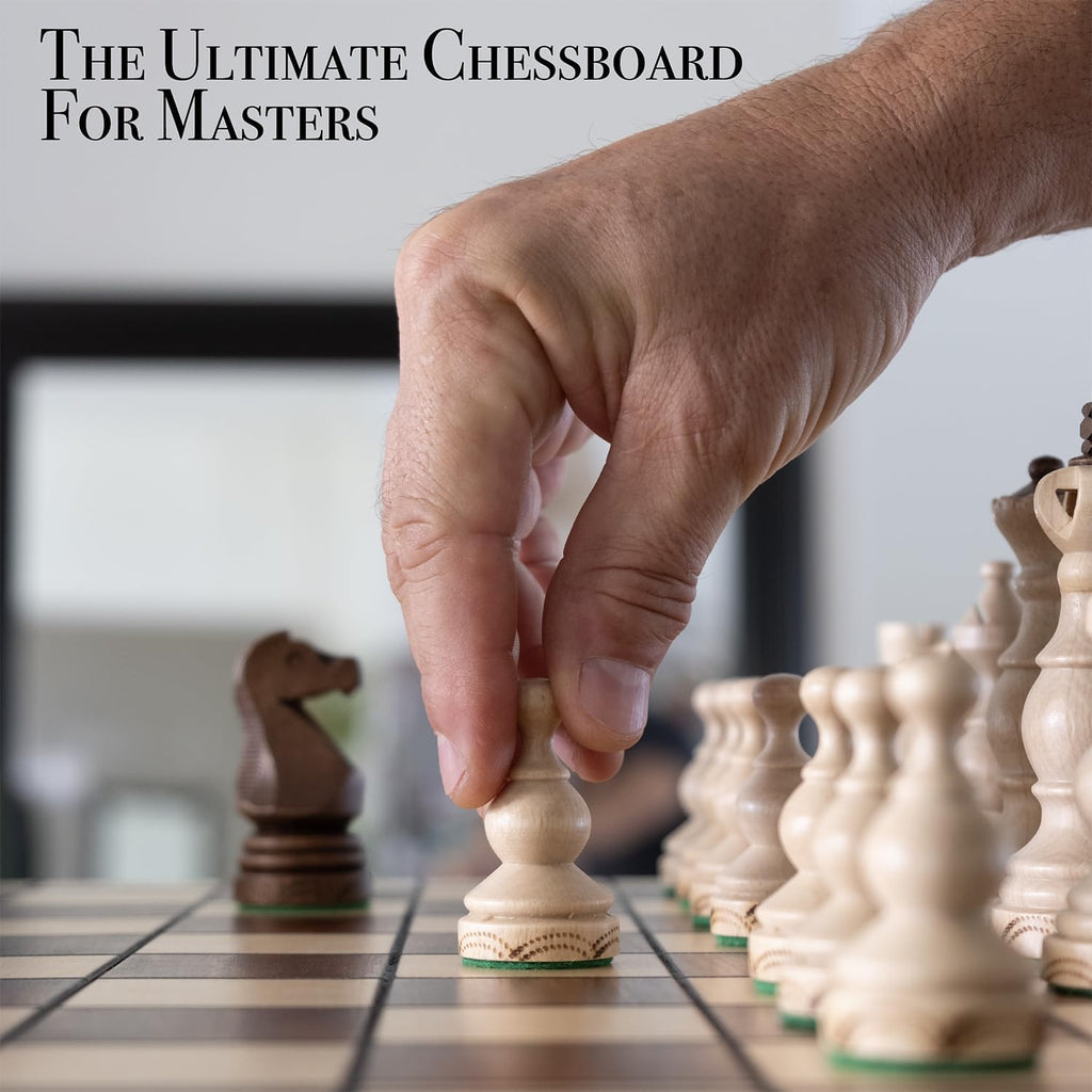 Legate Luxury Wooden Chess Set for Adults and Kids - 18 Inch Handcrafted from Premium Beech and Birch Wood - Unique