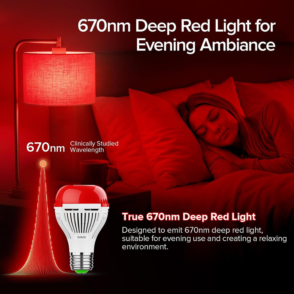 670nm Red Light Bulbs for Sleep, 10W 160 Lumen A19 E26 Red Bulb, 1 Pack
