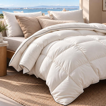 Feather Down Comforter Cal King Size, Fluffy White Duvet Insert