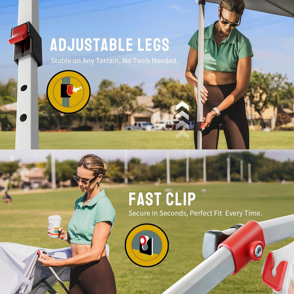 10x10 Pop Up Canopy, Patented CenterLok One Push Tent Canopy, Newly Designed STO-N-GO Storage Bag, 8 Stakes