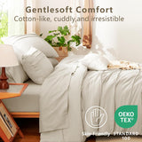 Queen Comforter Set Beige, 7 Pieces Soft Pinch Pleat Bed in a Bag Queen Comforter Set with Sheets