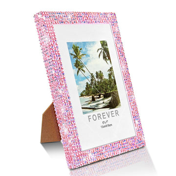 5x7 Bling Picture Frame With Sparkle Rhinestone for Tabletop, Glitter Shiny Diamond Crystal Photo Frame Wall and
