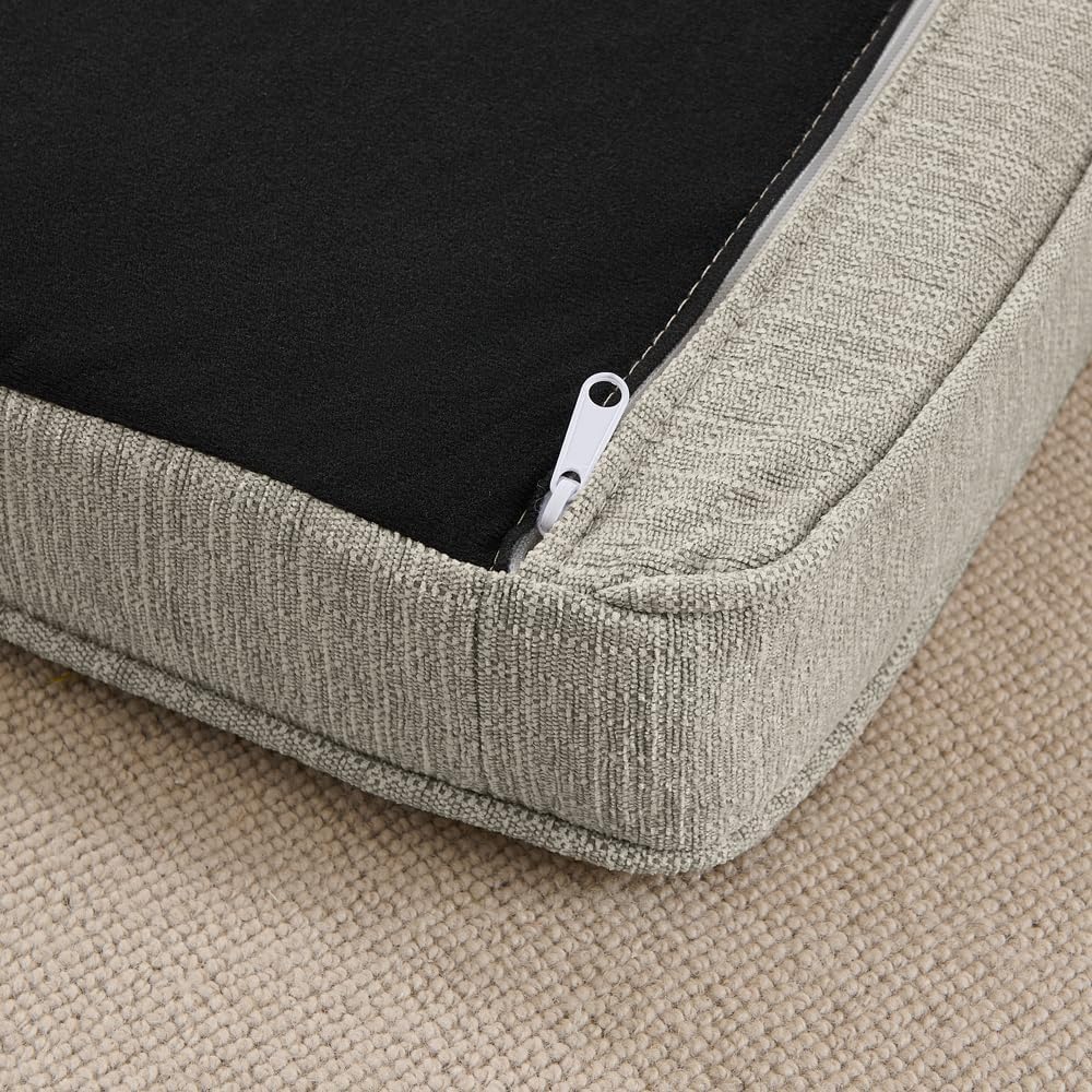 Elegant Elevated Dog Sofa Bed - Oversized Linen Fabric Pet Couch with Thick Padding, Durable Stitching & Modern