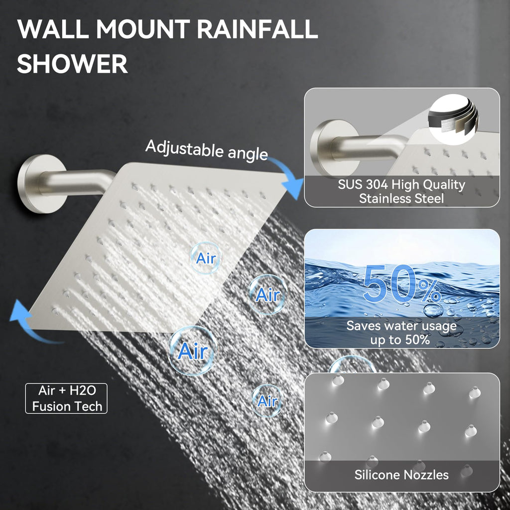 Shower System with Body Jets, Four Modes Shower Faucet Sets with Handheld Spray 2 Ways, 4Pcs Shower Body Jets in