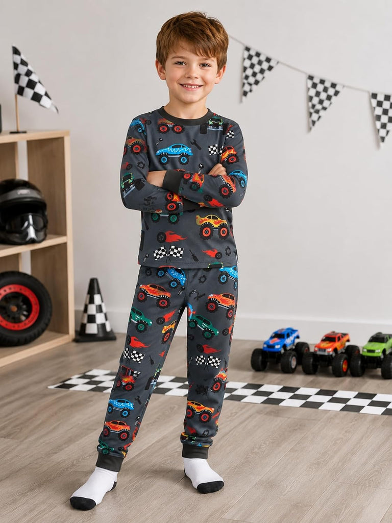Boys 100% Cotton Pajamas for Kids 2 Piece Long Sleeve PJs Space Sleepwear for Toddler
