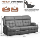 Recliner Sofa, 78.2" PU Leather Reclining Couch Loveseat with Flip Middle Backrest & Drawers