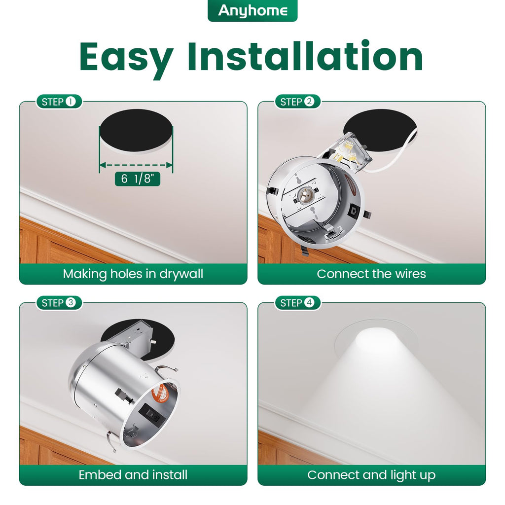 12 Pack 6 Inch Recessed Lighting Housing Remodel,Can Light Housing