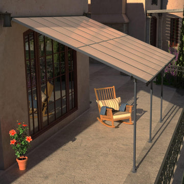 13' x 10' Wall Mount Gazebo Outdoor Pergola, Polycarbonate Gazebo with Water-Resistant and UV-Fighting Panels Canopy