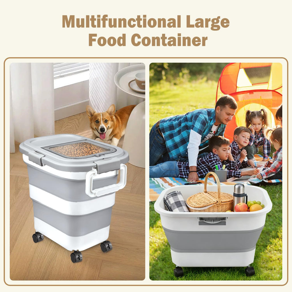 Rice Storage Container 10-40 lb, 25 lb Pet Dog Food Storage Container, Collapsible Airtight Rice Container, Rice
